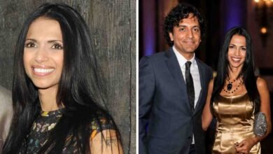 Dr. Bhavna Vaswani portrait alongside her husband, filmmaker M. Night Shyamalan, at a public event.