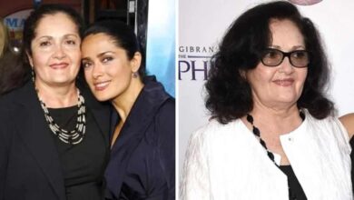 Diana Jiménez Medina standing alongside her daughter, actress Salma Hayek, at a Hollywood film premiere.