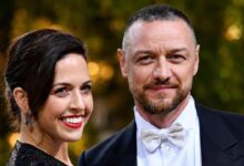Lisa Liberati and James McAvoy smiling at the Met Gala