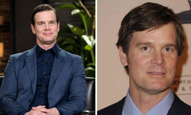 A side-by-side collage of actor Peter Krause, who kept his only son Roman Krause completely out of the public eye.