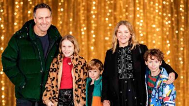 Noah Wilder Russell Thorton with his parents Joanna Page and James Thornton, and siblings on the red carpet.