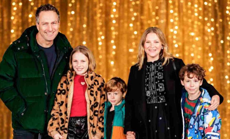 Noah Wilder Russell Thorton with his parents Joanna Page and James Thornton, and siblings on the red carpet.